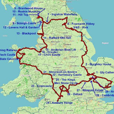 Route met de highlights